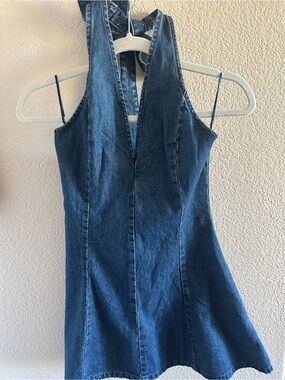 H&M Denim Halter Mini Dress - Blue